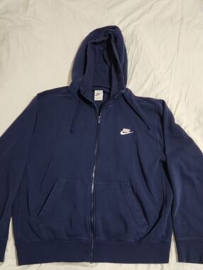 Nike Navy Full-Zip Hooded Jacket with White Logo